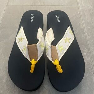 J. Crew Black and Yellow Starfish Flip Flops